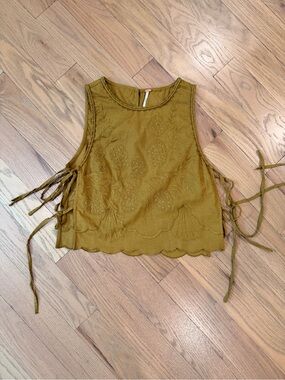 Free People Women’s  Embroidered Tie-Side Crop Top